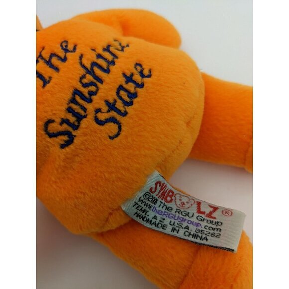 Symbolz Florida Sunshine state Orange Beanie Bear Patriotic Plush USA 7" - Picture 5 of 6